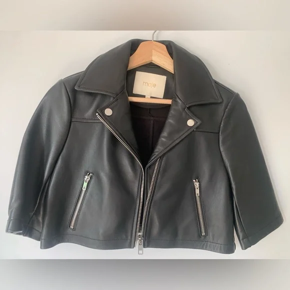 Maje (Paris) cropped leather jacket - Picture 2 of 5